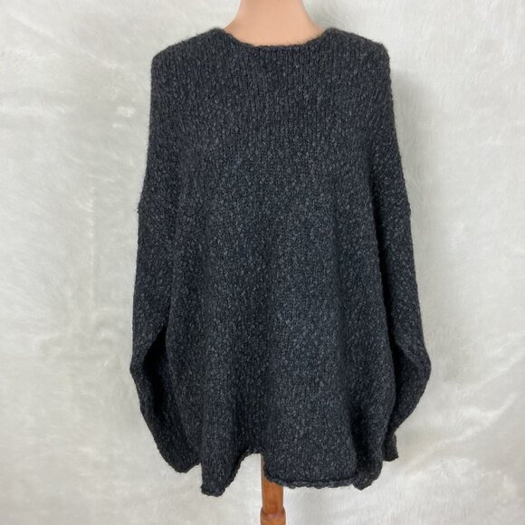 Black Palms Textured Alpaca Superfine Blend Oversize Bubble Sweater Anthracite M - Picture 1 of 8
